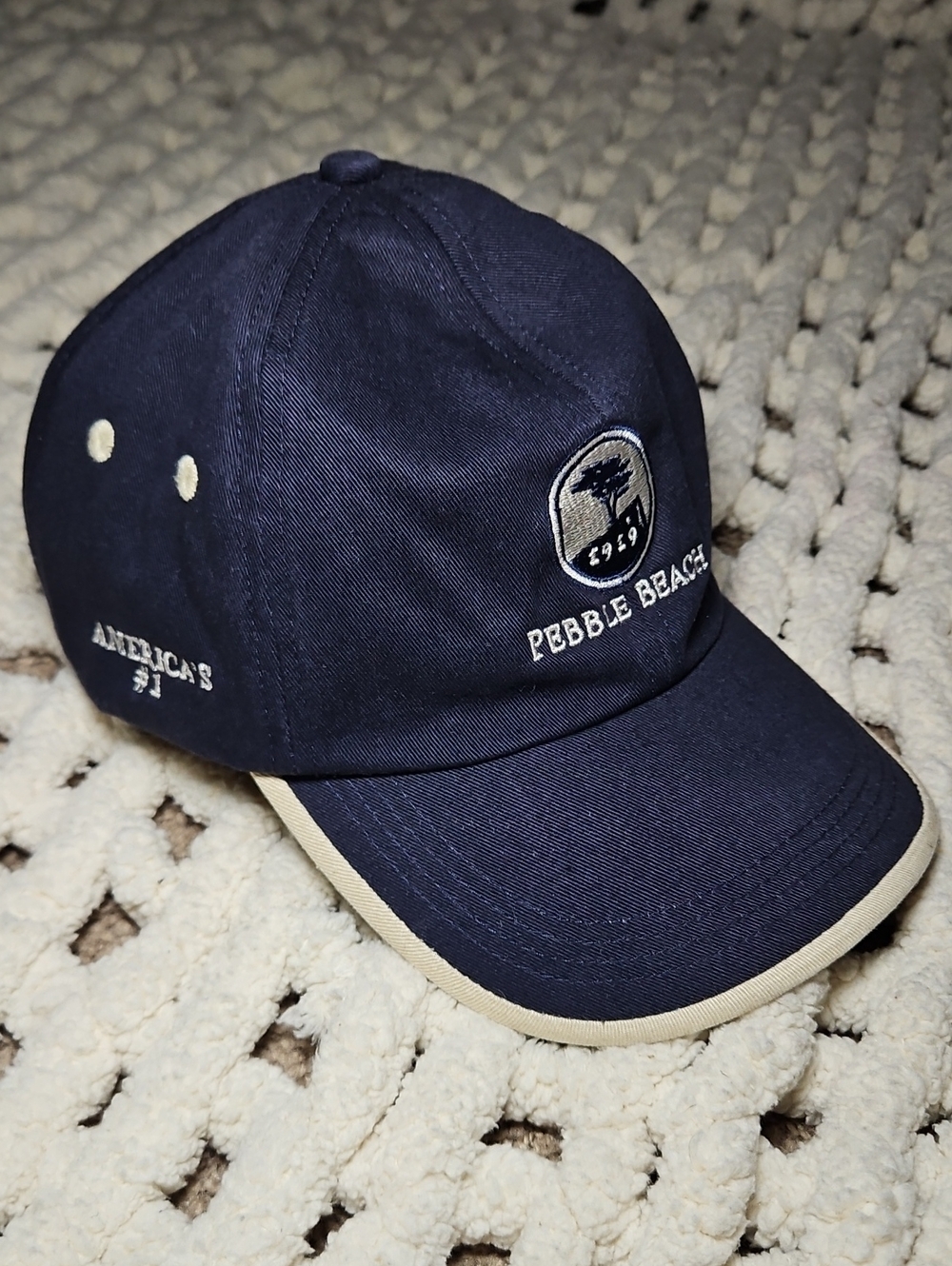 Pebble Beach Collection 1919 Navy Hat w/ Tan Trim Unisex